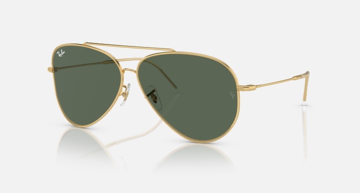 Ray-Ban AVIATOR REVERSE Arista Gold with G-15 Green Solid Color lenses - Quarter