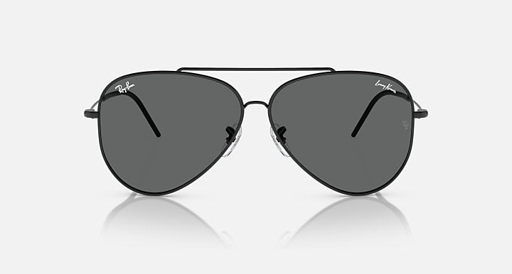 Ray-Ban LENNY KRAVITZ X AVIATOR REVERSE Black with Dark Grey Solid Color lenses - Front