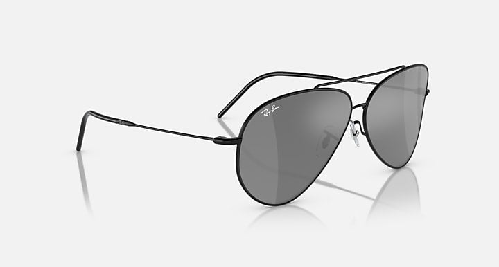 Ray-Ban AVIATOR REVERSE Black with Silver Solid Color - Mirror lenses - Alternative