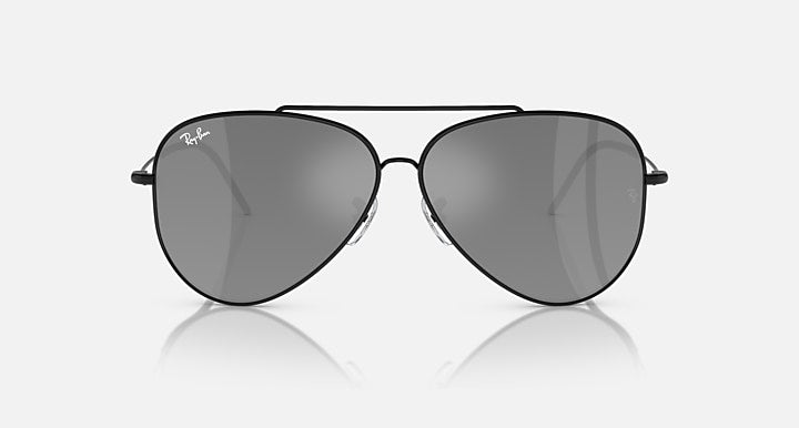 Ray-Ban AVIATOR REVERSE Black with Silver Solid Color - Mirror lenses - Front