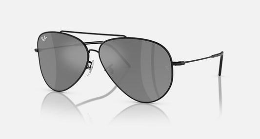 Ray-Ban AVIATOR REVERSE Black with Silver Solid Color - Mirror lenses - Quarter