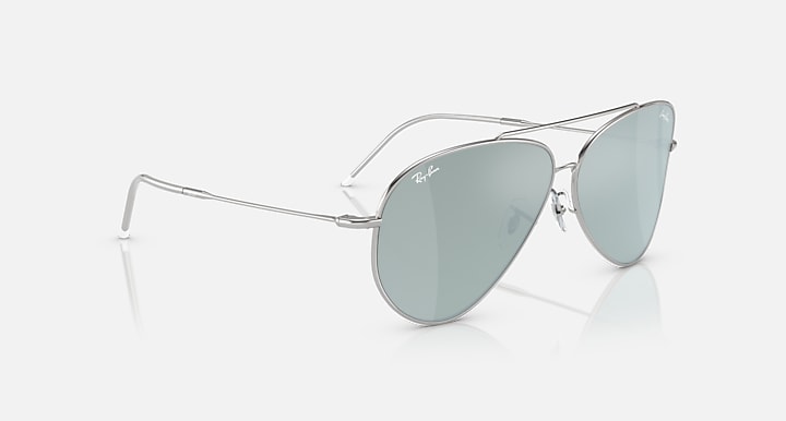 Ray-Ban LENNY KRAVITZ X AVIATOR REVERSE Silver with Silver Solid Color - Mirror lenses - Alternative