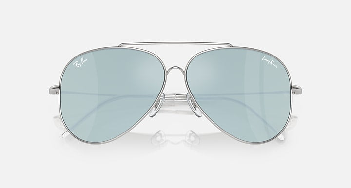 Ray-Ban LENNY KRAVITZ X AVIATOR REVERSE Silver with Silver Solid Color - Mirror lenses - Closed Front