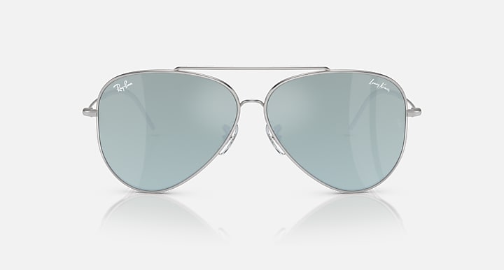 Ray-Ban LENNY KRAVITZ X AVIATOR REVERSE Silver with Silver Solid Color - Mirror lenses - Front
