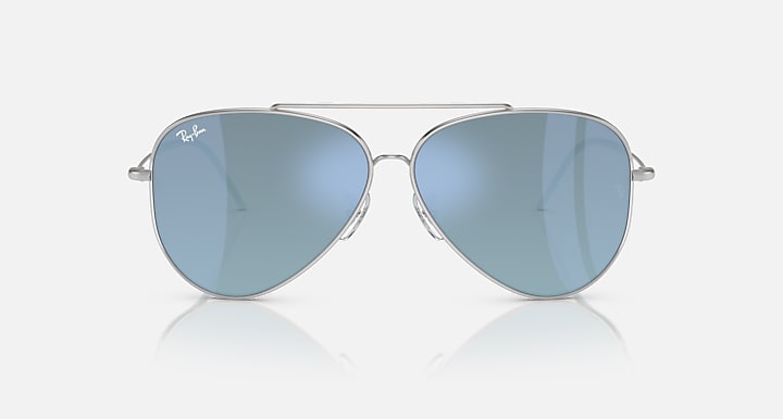 Ray-Ban AVIATOR REVERSE Silver with Light Blue Solid Color - Mirror lenses - Front