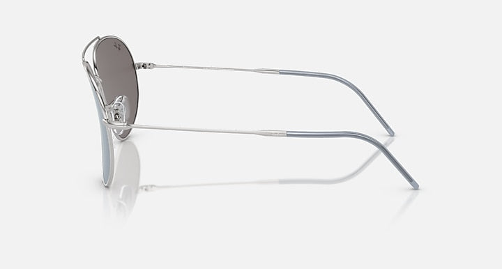 Ray-Ban AVIATOR REVERSE Silver with Light Blue Solid Color - Mirror lenses - Lateral