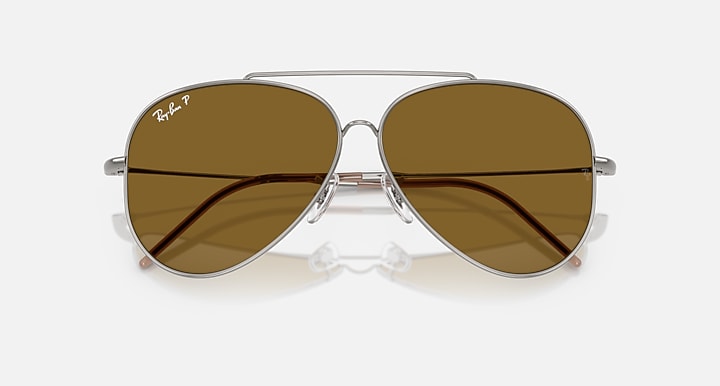 Ray-Ban AVIATOR REVERSE Gunmetal with Polarized Dark Brown Solid Color lenses - Closed Front