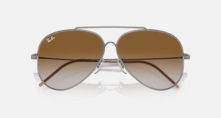 Ray-Ban AVIATOR REVERSE Gunmetal with Brown Gradient lenses - Closed Front