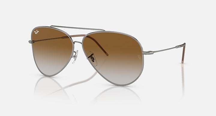 Ray-Ban AVIATOR REVERSE Gunmetal with Brown Gradient lenses - Quarter