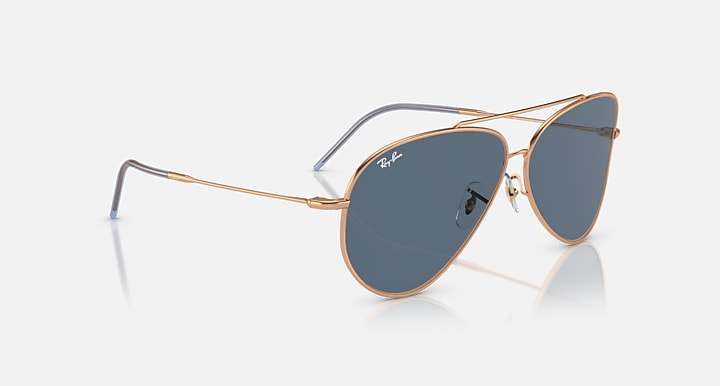 Ray-Ban AVIATOR REVERSE Rose Gold with Blue Solid Color lenses - Alternative