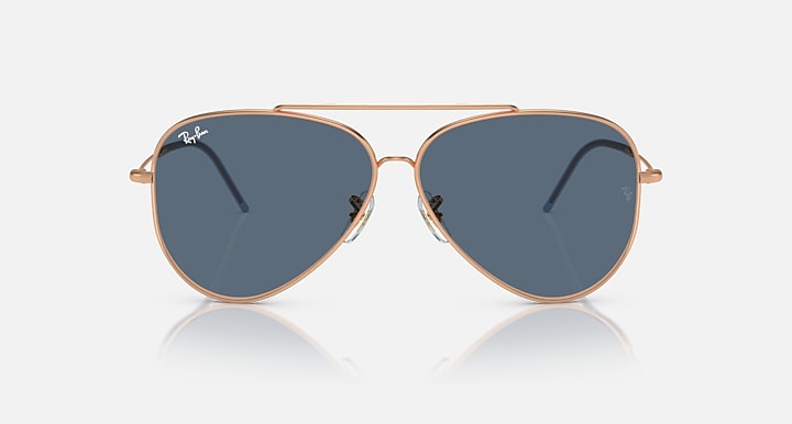 Ray-Ban AVIATOR REVERSE Rose Gold with Blue Solid Color lenses - Front