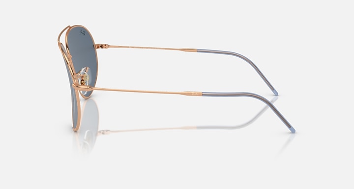 Ray-Ban AVIATOR REVERSE Rose Gold with Blue Solid Color lenses - Lateral