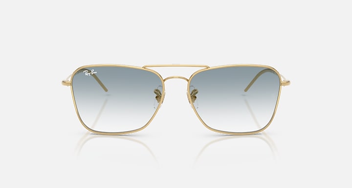 Ray-Ban CARAVAN REVERSE Arista Gold with Clear Gradient Blue Gradient lenses - Front