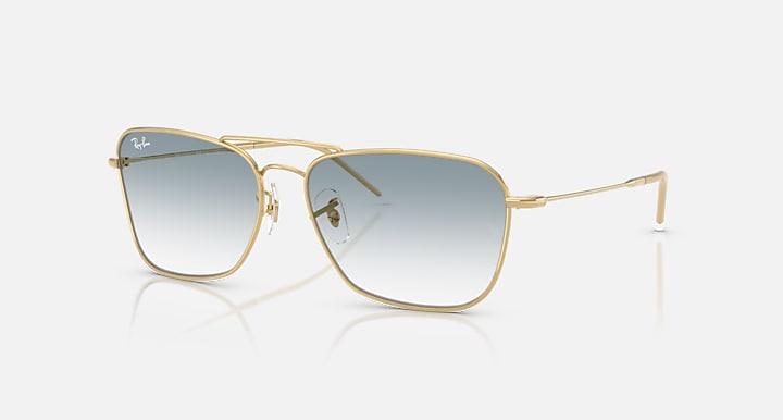 Ray-Ban CARAVAN REVERSE Arista Gold with Clear Gradient Blue Gradient lenses - Quarter