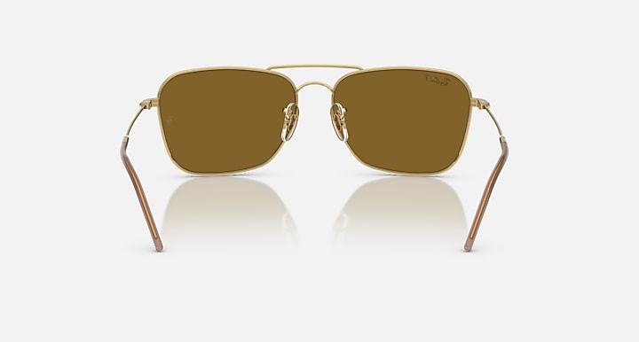 Ray-Ban CARAVAN REVERSE Arista Gold with Polarized Dark Brown Solid Color lenses - Back