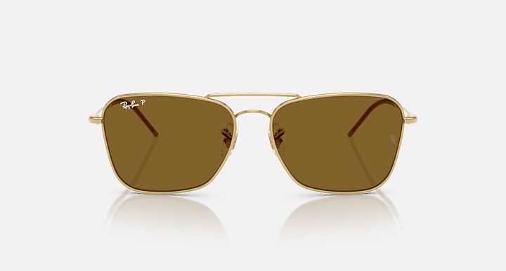 Ray-Ban CARAVAN REVERSE Arista Gold with Polarized Dark Brown Solid Color lenses - Front