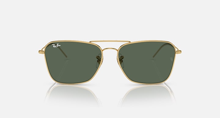 Ray-Ban CARAVAN REVERSE Arista Gold with G-15 Green Solid Color lenses - Front