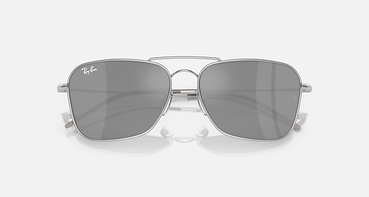 Ray-Ban CARAVAN REVERSE Silver with Silver Solid Color - Mirror lenses - Closed Front