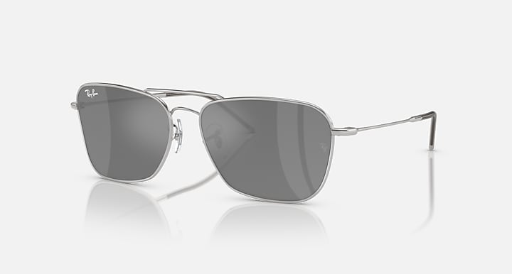Ray-Ban CARAVAN REVERSE Silver with Silver Solid Color - Mirror lenses - Quarter
