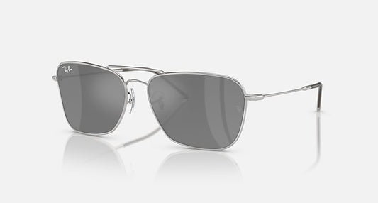 Ray-Ban CARAVAN REVERSE Silver with Silver Solid Color - Mirror lenses - Quarter