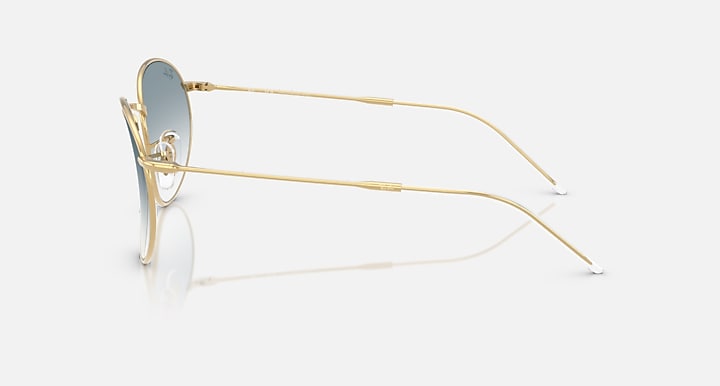 Ray-Ban ROUND REVERSE Arista Gold with Clear Gradient Blue Gradient lenses - Lateral