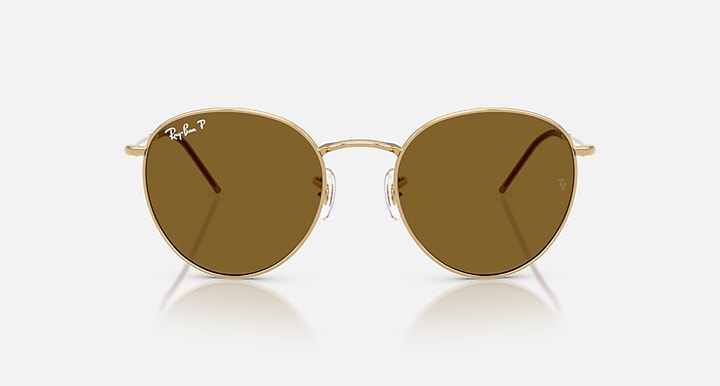 Ray-Ban ROUND REVERSE Arista Gold with Polarized Brown Solid Color lenses - Front