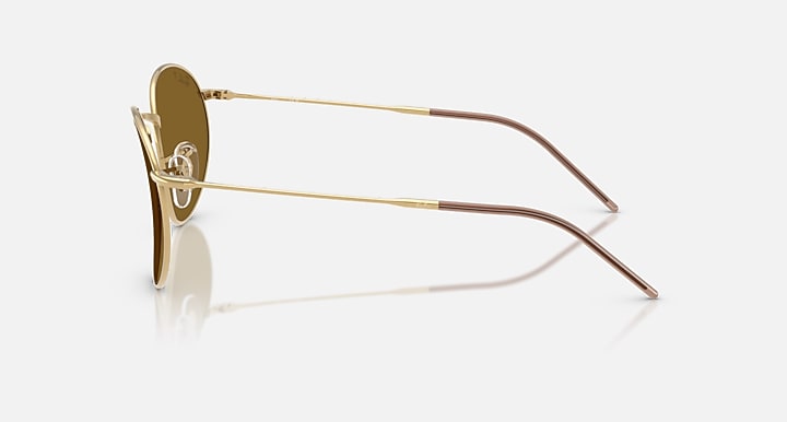 Ray-Ban ROUND REVERSE Arista Gold with Polarized Brown Solid Color lenses - Lateral