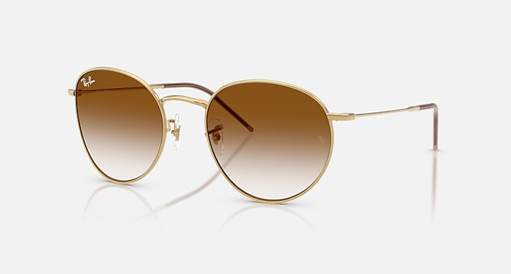 Ray-Ban ROUND REVERSE Arista Gold with Clear Gradient Brown Gradient lenses - Quarter