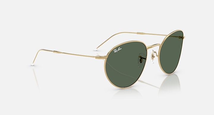 Ray-Ban ROUND REVERSE Arista Gold with Dark Green Solid Color lenses - Alternative