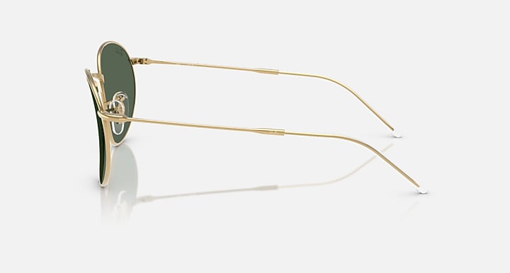 Ray-Ban ROUND REVERSE Arista Gold with Dark Green Solid Color lenses - Lateral