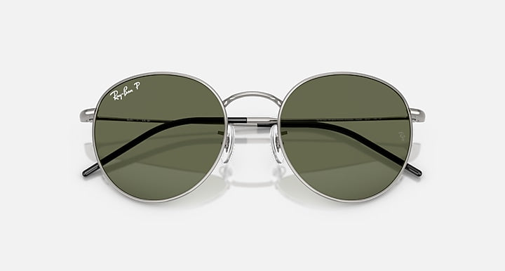 Ray-Ban ROUND REVERSE Gunmetal with Polarized Dark Green Solid Color lenses - Closed Front