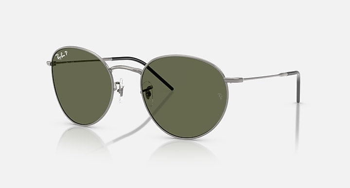 Ray-Ban ROUND REVERSE Gunmetal with Polarized Dark Green Solid Color lenses - Quarter
