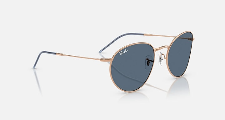 Ray-Ban ROUND REVERSE Rosegold; Rose Gold with Dark Blue Solid Color lenses - Alternative