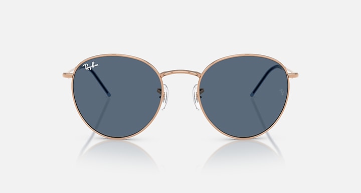 Ray-Ban ROUND REVERSE Rosegold; Rose Gold with Dark Blue Solid Color lenses - Front