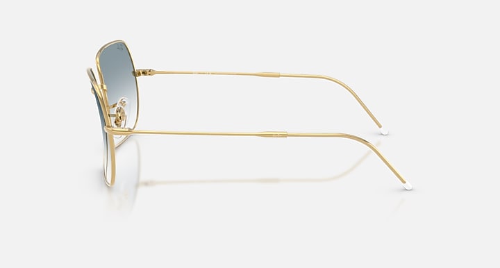 Ray-Ban SQUARE 1971 REVERSE Arista Gold with Clear Gradient Blue Gradient lenses - Lateral