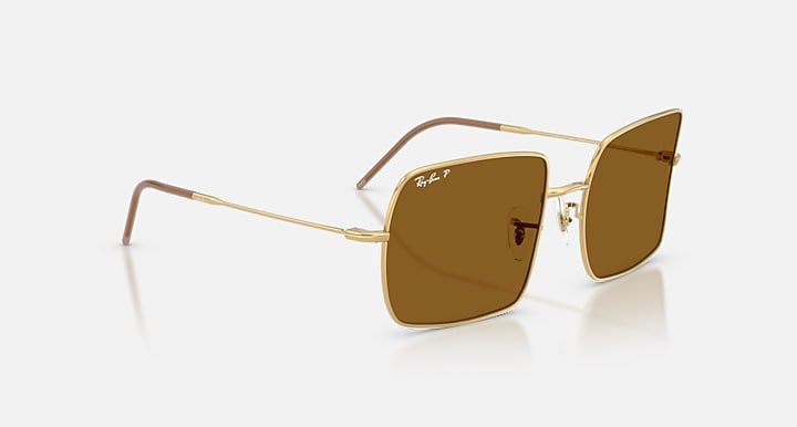Ray-Ban SQUARE 1971 REVERSE Arista Gold with Dark Brown Polarized Solid Color lenses - Alternative