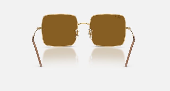 Ray-Ban SQUARE 1971 REVERSE Arista Gold with Dark Brown Polarized Solid Color lenses - Back