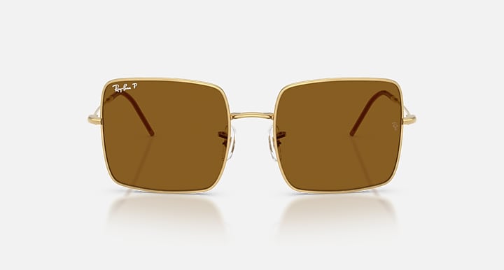 Ray-Ban SQUARE 1971 REVERSE Arista Gold with Dark Brown Polarized Solid Color lenses - Front