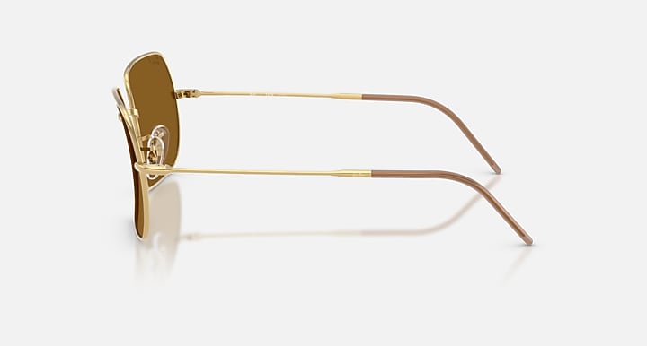 Ray-Ban SQUARE 1971 REVERSE Arista Gold with Dark Brown Polarized Solid Color lenses - Lateral