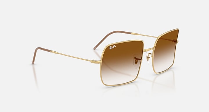 Ray-Ban SQUARE 1971 REVERSE Arista Gold with Clear Gradient Brown Gradient lenses - Alternative