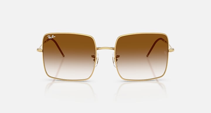 Ray-Ban SQUARE 1971 REVERSE Arista Gold with Clear Gradient Brown Gradient lenses - Front