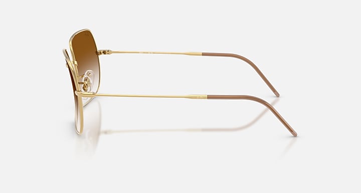 Ray-Ban SQUARE 1971 REVERSE Arista Gold with Clear Gradient Brown Gradient lenses - Lateral