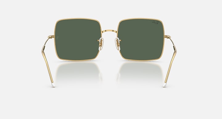 Ray-Ban SQUARE 1971 REVERSE Arista Gold with Dark Green Solid Color lenses - Back
