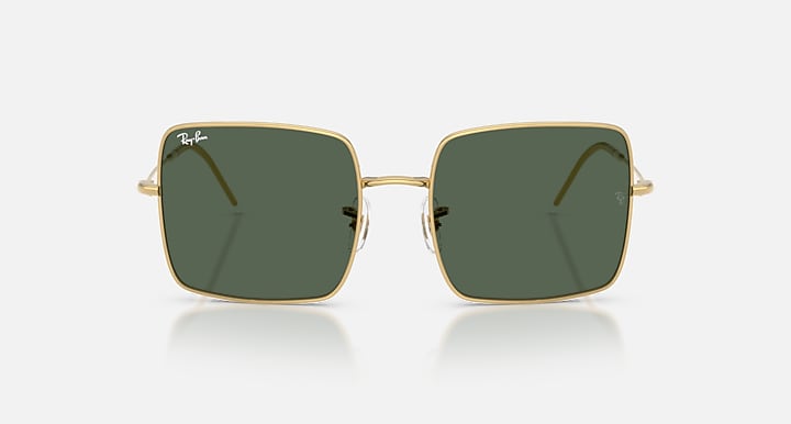 Ray-Ban SQUARE 1971 REVERSE Arista Gold with Dark Green Solid Color lenses - Front