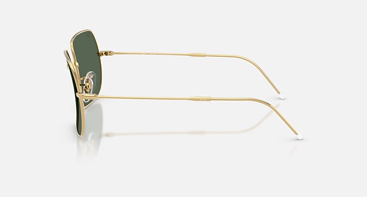 Ray-Ban SQUARE 1971 REVERSE Arista Gold with Dark Green Solid Color lenses - Lateral