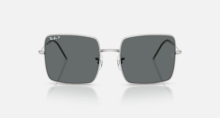 Ray-Ban SQUARE 1971 REVERSE Silver with Dark Grey Polarized Solid Color lenses - Front