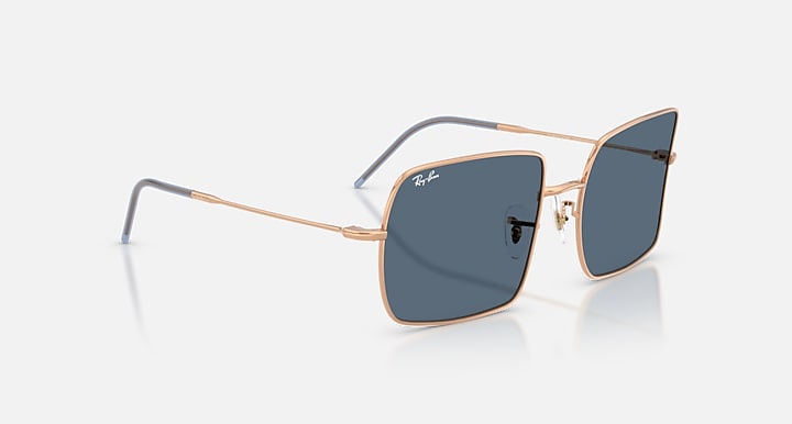 Ray-Ban SQUARE 1971 REVERSE Rose Gold with Dark Blue Solid Color lenses - Alternative