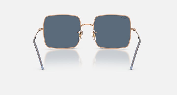 Ray-Ban SQUARE 1971 REVERSE Rose Gold with Dark Blue Solid Color lenses - Back