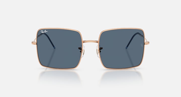 Ray-Ban SQUARE 1971 REVERSE Rose Gold with Dark Blue Solid Color lenses - Front