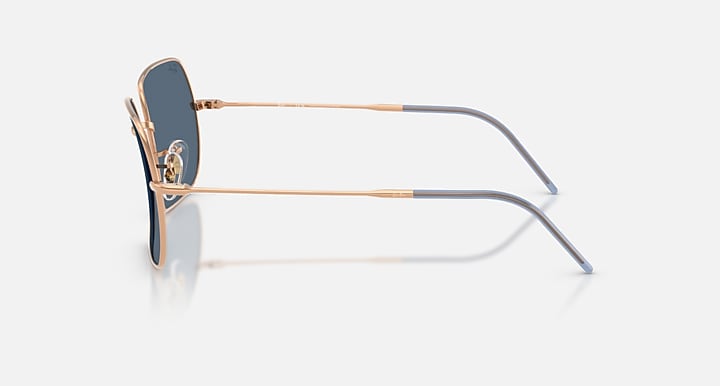 Ray-Ban SQUARE 1971 REVERSE Rose Gold with Dark Blue Solid Color lenses - Lateral